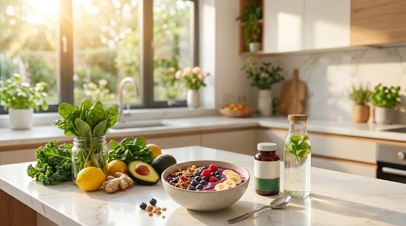 Premium wellness supplements in a natural setting
